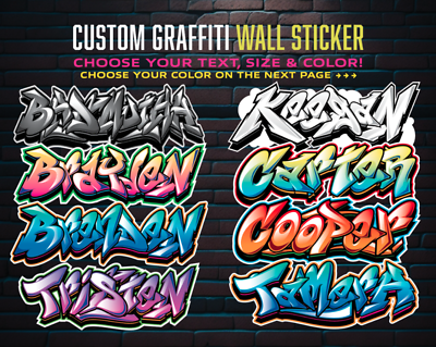 #ad Custom Personalized Vinyl Graffiti Name Decal Sticker Car Window Tumbler Wall $55.00