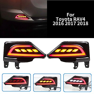 #ad 2Pcs Rear LED Bumper Reflector Light Lamp Brake DRL For Toyota RAV4 2016 2018 $79.11