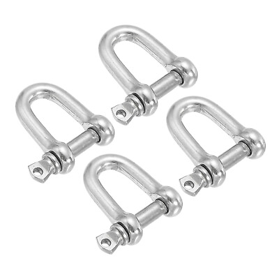 #ad 4Pcs 1 4quot; 6mm Screw Pin Shackle D Ring for Heavy Lifting Silver Tone $12.06