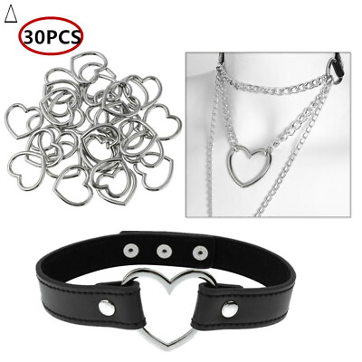 #ad 30x Metal Heart Shaped Circle Rings for Choker Necklace Charm Collar Garter Belt $14.45