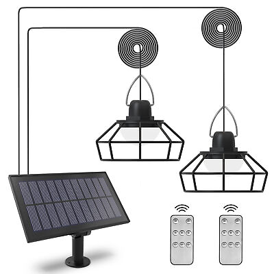 #ad Double Head LED Pendant Light Solar Power Outdoor Indoor Garden Yard Shed Lamp $13.99