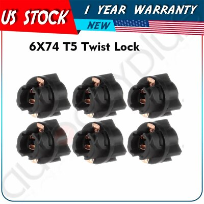 #ad 6x T5 74 2721 Wedge Bulb Sockets Twist Lock Holders for Instrument Panel Gauges $8.02