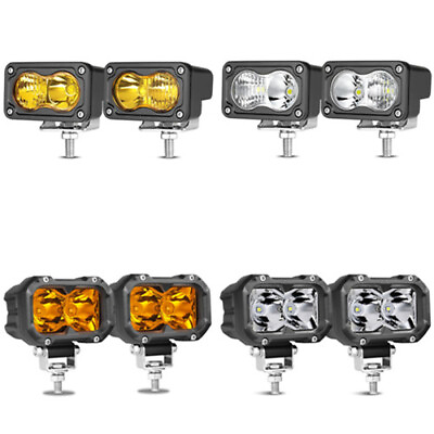#ad 3quot; 4quot; LED Work Light Spot Flood Cube Pods Driving Fog Lamp Offroad Yellow Amber $36.99