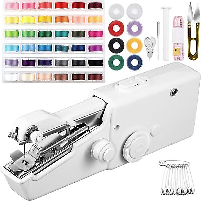 #ad 61 Pieces Hand Sewing Machine Mini Handheld Sewing Machine Electric Handy Sew $33.89
