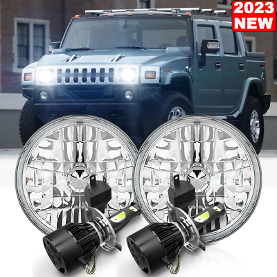 #ad For Hummer H2 2003 2009 Pair DOT 7 inch Round LED Headlights DRL High Low Beam $89.99