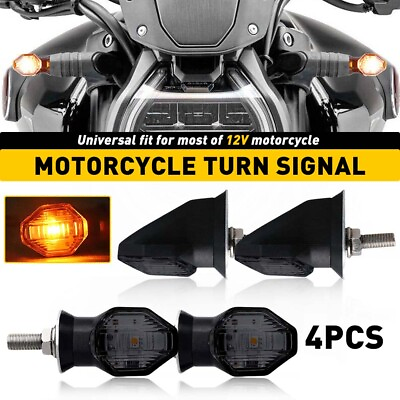 #ad 4x Universal Motorcycle Turn Indicator Signal Amber LED Blinker Light V $16.99