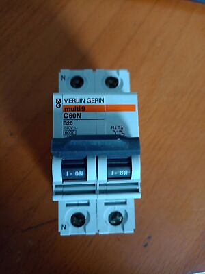 #ad Circuit breaker Merlin Gerin C60N 2P B 20A #F W0CH 1207 $25.72