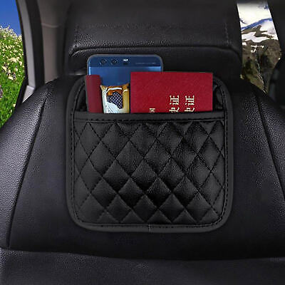 #ad Car Travel Organizer And Storage PU Leather Stick On Seat Back Hanging Box Bag $9.26