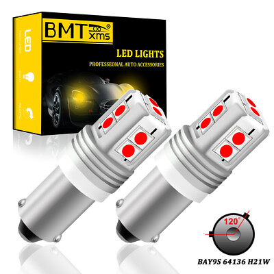 #ad 2pcs Canbus Error Free 24 SMD 120° Bay9s H21W 64136 Red LED Light Bulbs Lamps $11.69