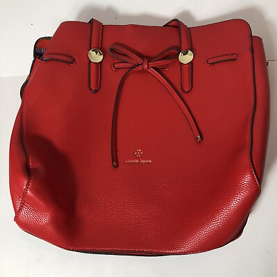 #ad Nanette Lepore Purse Bag Tote Arabelle Red Carry All 13quot;x10quot;x7quot; When Full B4 $11.96