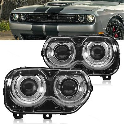 #ad LeftRight Headlights For 2015 2023 Dodge Challenger Halogen w LED DRL Projector $191.00