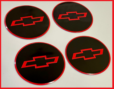 #ad 4pcs CHEVY Emblem Badge RALLY WHEEL CENTER HUB CAPS#x27; LOGO STICKERS RED BLACK $19.99