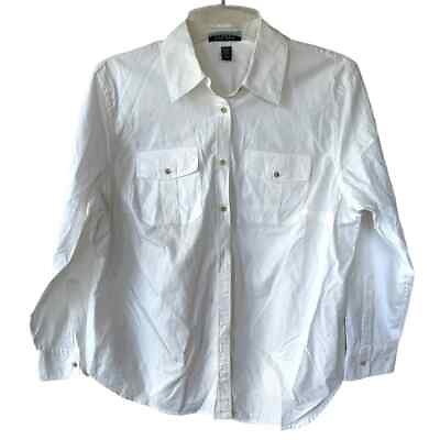 #ad Lauren Ralph Lauren 1X White Roll tab Buttondown Shirt $25.00