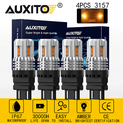 #ad 4x Amber Yellow 3157 3156 3457 4157A LED Turn Signal Blinker Light Corner bulbs $22.99