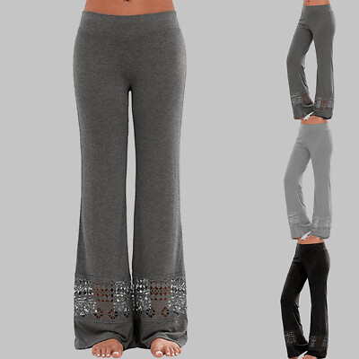 #ad Women High Waist Yoga Flare Pants Bootcut Wide Leg Leggings Fitness Gym Trousers $22.19
