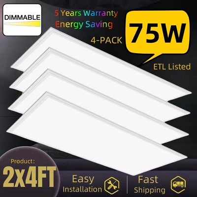 #ad 4 8PCS 2x4 Panel Troffer Edge Lit Flat 5 YRS Warranty 24quot; x 48quot; 75W 7800Lumens $437.00