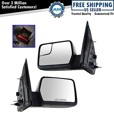 #ad Mirror Power Amber Reflector Chrome Cap Pair Set for 04 14 Ford F150 NEW $193.97