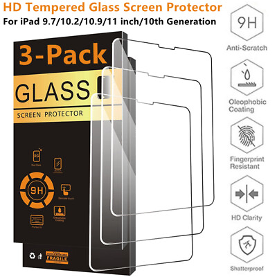 #ad 3 Pack HD Tempered Glass Screen Protector For Apple iPad 9.7 10.2 10.9 11 inch $9.99