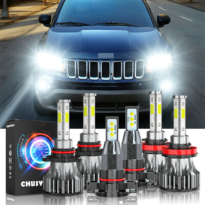 #ad For Jeep Compass 2011 2013 6000K LED Headlights Fog Bulbs Combo Kit 6x $39.64