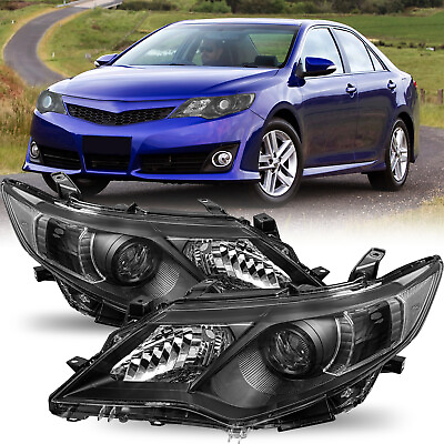 #ad For 2012 2014 Toyota Camry Sedan Black Projector Headlights Clear Corner Lamps $95.99