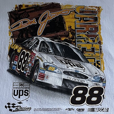 #ad Dale Jarrett UPS Racing T shirt 2001 Winston Cup Schedule on Reverse Size XL RYR $28.88
