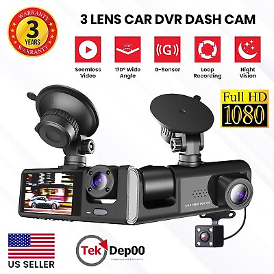 #ad Dash Cam Car Dual Lens HD 1080P Front Rear Inside Video Recorder Camera G Sensor $28.78