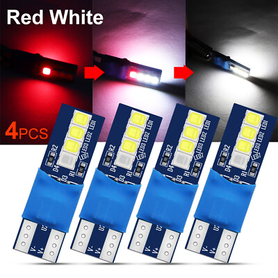 #ad 4X T10 LED 2835 8SMD Red White 900LM W5W 168 Car Side Interior Dome Light Bulbs $7.19