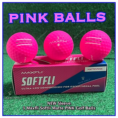 #ad Matte PINK Golf Balls 2023 Maxfli Softfli NEW Sleeve 3 PINK Balls $10.39
