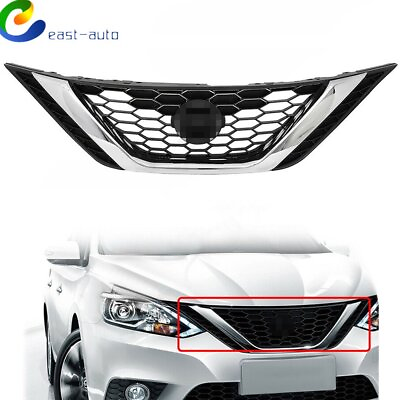 #ad For Nissan Sentra 2016 17 18 1.8L Front Bumper Upper Chrome Grill ABS Chrome $36.04