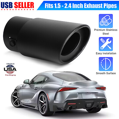 #ad Car Stainless Steel Exhaust Pipe Tip Rear Tail Muffler Round Accessories Black $11.98