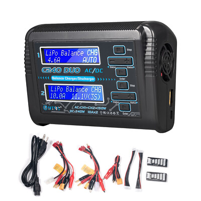 #ad C240 DUO AC 150W DC 240W Dual Channel 10A RC Balance Lipo Battery Charger Fast $72.98