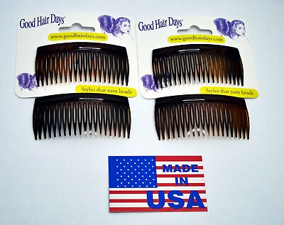 #ad 4 Combs x Good Hair Days 2 3 4quot; Dark Brown Side comb Hair comb Made in USA 42211 $10.29