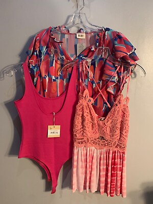 #ad Pink Bundle 2 Women Shirts NWT L $70.00