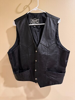 #ad First Genuine Leather VEST Men’s 48 Motorcycle $21.25