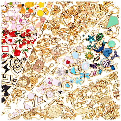 #ad 200Pcs Charms for Jewelry Making Assorted Jewelry Bangle Charms Wholesale M... $17.29
