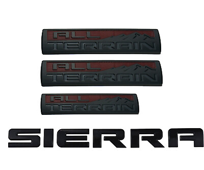 #ad 4pcs Black Red All Terrain Emblems badges Door Tailgate for 2014 2018 Car Sierra $47.59