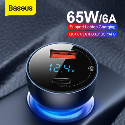 #ad Baseus Fast Car Charger 45W 65W 100W 120W PD USB Type C Ports For Samsung iPhone $21.99