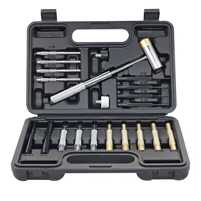 #ad 21Pcs Roll Pin Punch Double Faced Hammer Brass Gunsmith Maintenance Tool Kit $24.28