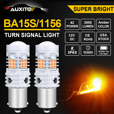 #ad 2X Super Bright 1156 BA15S P21W 7506 LED Turn Signal Light Bulbs Amber Yellow $18.99