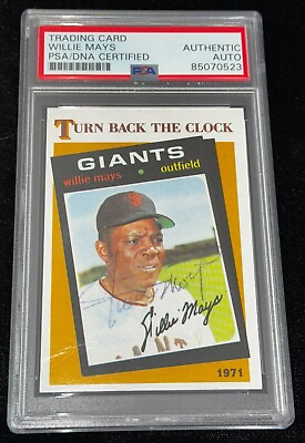 #ad Willie Mays quot;1986 TBTCquot; Auto Signed 1971 Topps Card PSA Vintage 80#x27;s Autographed $999.99