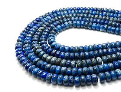 #ad High Grade Natural Lapis Lazuli Smooth Rondelle 5mm x 10mm Gemstone Beads RD04A $24.68