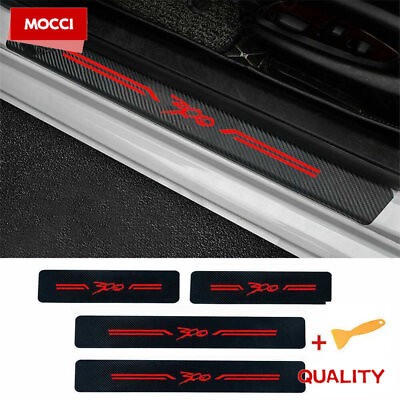 #ad 4*Red Carbon Fiber Leather Car Door Sill Stickers For 300 300 C 300S Accessories $11.20