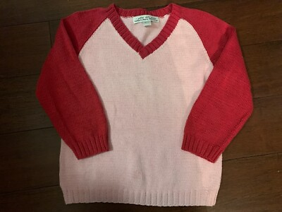#ad Girls i golfini della nonna boutique hand knit sweater pink size 6 100% cotton $19.99