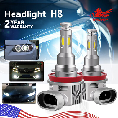 #ad For BMW E92 2x H8 LED HID Xenon Light Bulbs Angel Eyes Halo Ring 6000K 80W White $20.93
