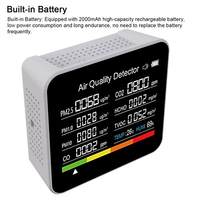 #ad 9 in 1 Air Quality Monitor CO2 Meter Carbon Dioxide Detector with Alarm C8Z7 $29.99