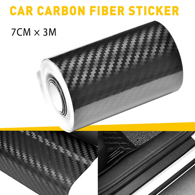 #ad Car Carbon Fiber Door Plate Bumper Sill Scuff Cover Anti Scratch Sticker EOA $9.11