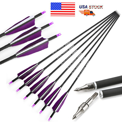 30quot; Carbon Arrows True Feather Target Practice Hunting Compound Recurve Bow $36.39