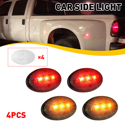 #ad For Ford F350 F Series LED Fender Bed Side Marker Lights Smoked Lens Amber Red $13.99