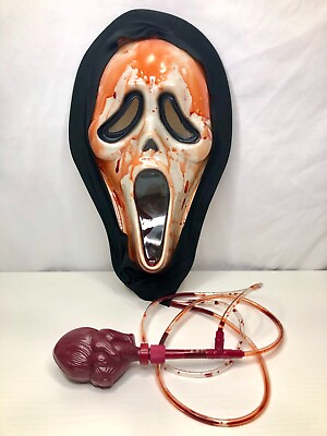 #ad Vintage SCREAM Mask Ghostface with Blood Pump Heart Original 90s Halloween $15.00