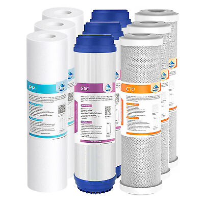 #ad Sediment GAC CTO Carbon Water Filter Cartridges Set for Reverse Osmosis 3 Stage $45.99